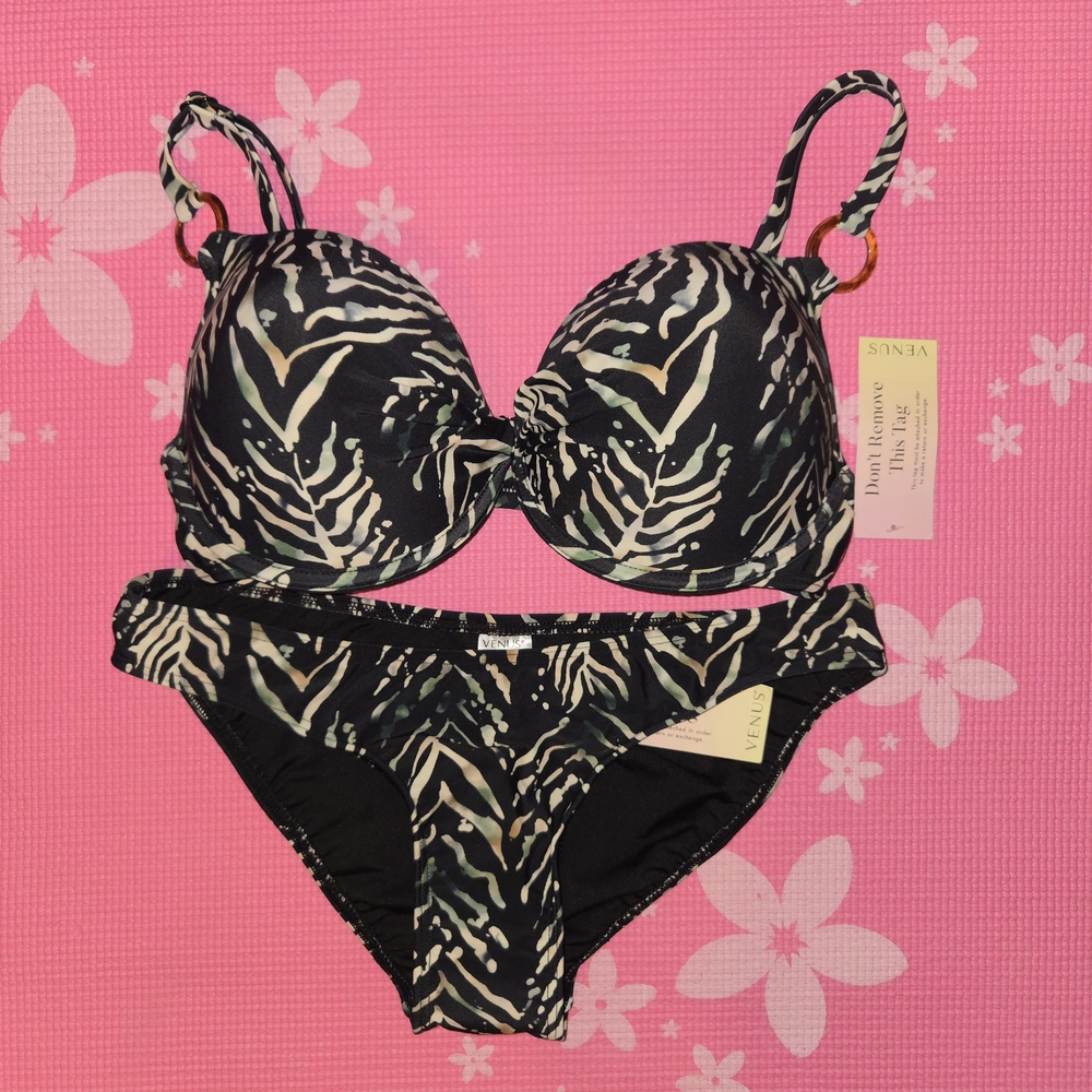 NWT VENUS Wild Waves Seagrass Push Up Underwire Bikini- 32DDD/4